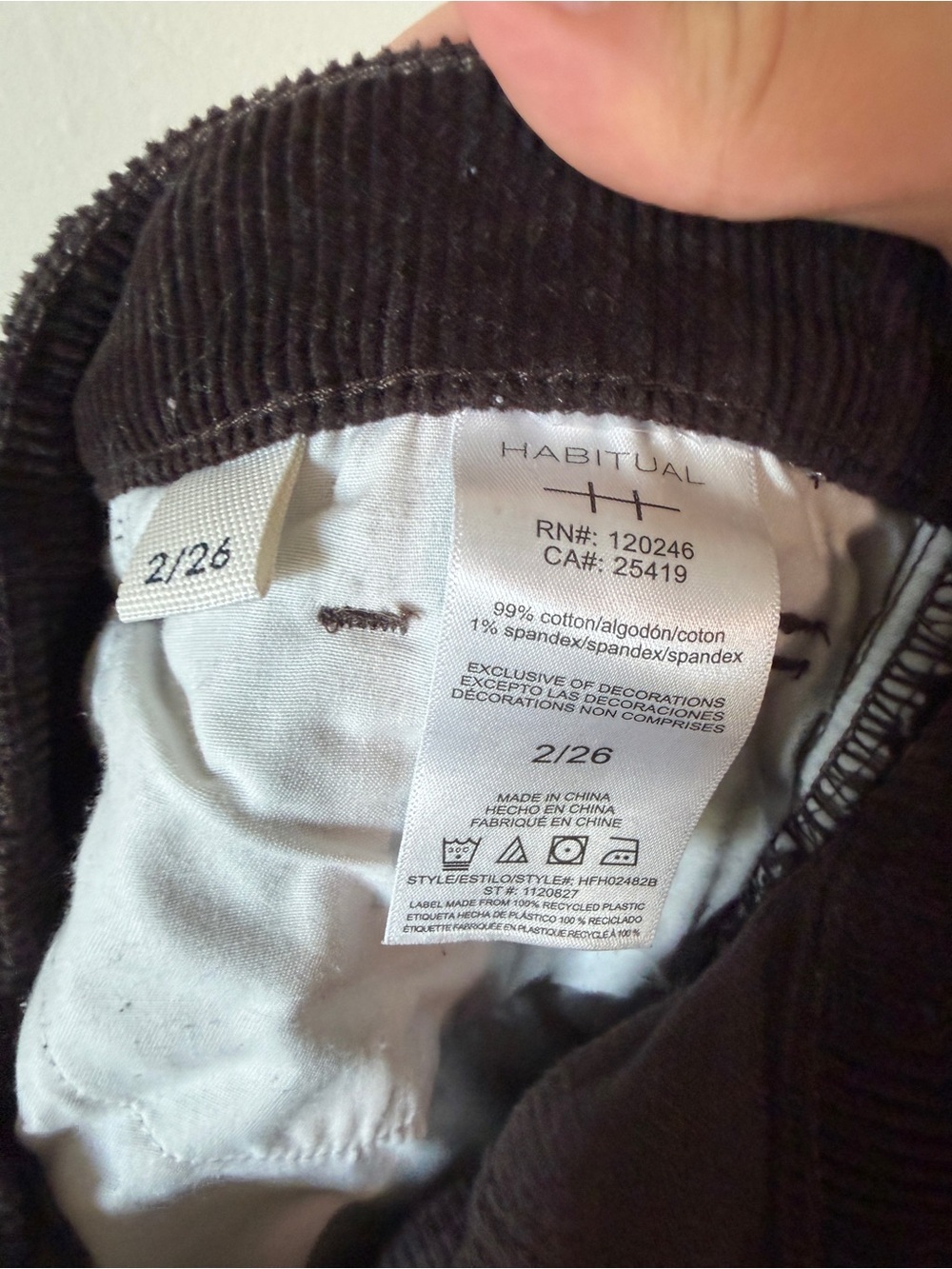 RARE Habitual Denim wide-leg corduroy pants in a dark chocolate brown 2/26 - Picture 6 of 6